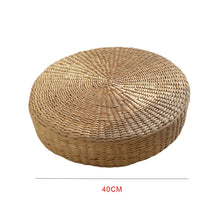 Load image into Gallery viewer, Floor Pillow Eco-Friendly Round Straw Cushion Hand Woven Tatami Floor Mat Yoga Tea Ceremony Meditation Pad