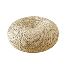 Load image into Gallery viewer, Floor Pillow Eco-Friendly Round Straw Cushion Hand Woven Tatami Floor Mat Yoga Tea Ceremony Meditation Pad