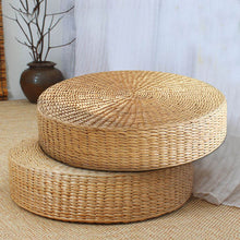 Load image into Gallery viewer, Floor Pillow Eco-Friendly Round Straw Cushion Hand Woven Tatami Floor Mat Yoga Tea Ceremony Meditation Pad