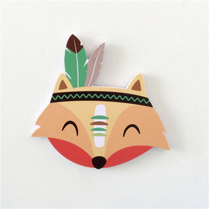 Nordic Nursery Room Decor Animals Fox Bear 3D Wall Stickers For Kids Rooms Wall Stickers Animals Nordic Fox FeatherWall Stickers
