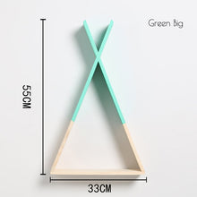 Load image into Gallery viewer, Nordic Nursery Wooden X Hanging Storage Rack For Kids Room Decor Need Assemble by yourself Kids Room Decor Wood Shelf Wall Rack

