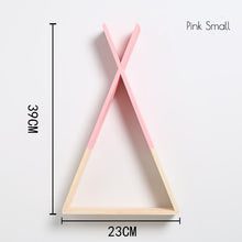 Load image into Gallery viewer, Nordic Nursery Wooden X Hanging Storage Rack For Kids Room Decor Need Assemble by yourself Kids Room Decor Wood Shelf Wall Rack
