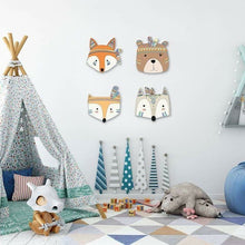 Load image into Gallery viewer, Nordic Nursery Room Decor Animals Fox Bear 3D Wall Stickers For Kids Rooms Wall Stickers Animals Nordic Fox FeatherWall Stickers

